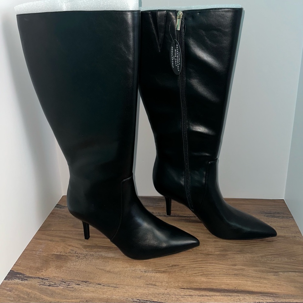 I.N.C International concepts women’s Mckennaa black wide calf pointed boots